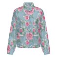 thumbnail image 5 of Jackets for Women Winter Coat Jackets Flannel Stand Collar Jacket(Floral Blue Pink Pattern,Size:S-4XL), 5 of 7