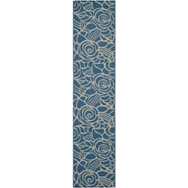 SAFAVIEH Courtyard Chester Floral Indoor/Outdoor Runner Rug, 2'3" x 10', Blue/Beige