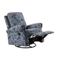thumbnail image 3 of 14 Karat Home Upholstery Manual 360-Degree Swivel Recliner Nursery Chair with Nailhead Trims & Metal Swivel Base for Living Room, Navy, 3 of 10