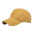 thumbnail image 2 of Toptie Women 3-Stripe Ponytail Baseball Cap Distressed Washed Messy High Bun Ponytail Hat-Yellow, 2 of 7