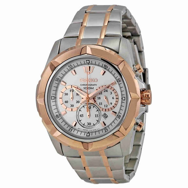 seiko two tone chronograph watch