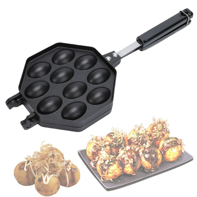 10 hoyos fabricante de takoyaki de doble cara, molde para panqueques rellenos, molde para la parrilla, bandeja para hornear plato de cocción, cocina