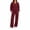 7001-Wine, variant on Xaqiouau Women's V-Neck Sweatshirt and Wide Leg Pants Set Loose Fit Long Sleeve Pullover Top High Waisted Drawstring Tracksuit Casual Lounge Wear 2 Piece Outfit White S