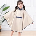 thumbnail image 2 of EeaseCA Poncho Imperméable pour Enfants Cape de Pluie à Capuche une Pièce (Beige) - Taille G, 2 of 7