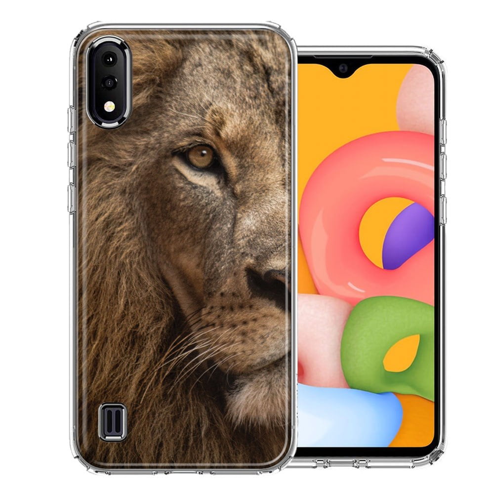 MUNDAZE For Samsung A01 Lion Face Nosed Design Double Layer Phone Case Cover