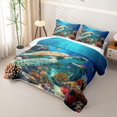 thumbnail image 3 of Erosebridal Coral Sea Turtle Twin Quilt Set,Tropical Fish Underwater Twin Coverlet Set For Boys,2-Piece, 3 of 7