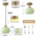 thumbnail image 3 of KCO Lighting Green Glass Pendant Light Large Gold Globe Pendant Light Single Hanging Lamp Nordic Green Chandelier, 3 of 8