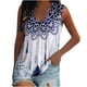 thumbnail image 1 of Blusa sin mangas con cuello en V para mujer de moda Camiseta con estampado retro étnico Tops sueltos Fridja qr5175, 1 of 8