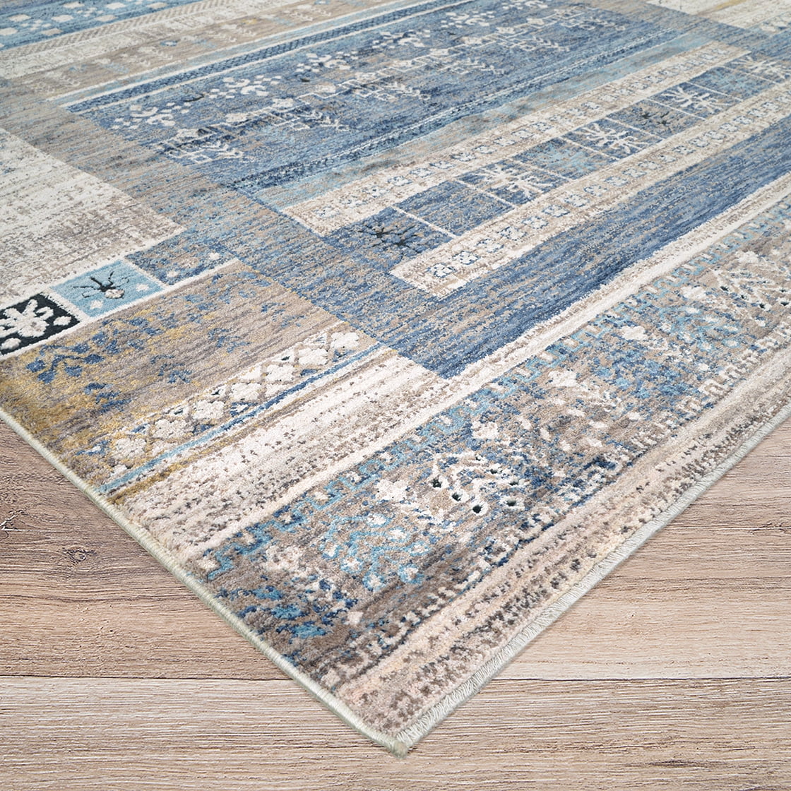 Couristan Nostalgia Serapi Area Rug, Denim-Tawny, 6'6" x 9'6"