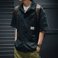 thumbnail image 5 of Camisa de hombre estética vintage verde camisas para hombre manga corta ropa cargo social xxl trendyol moda 2024 con cuello normal, 5 of 5