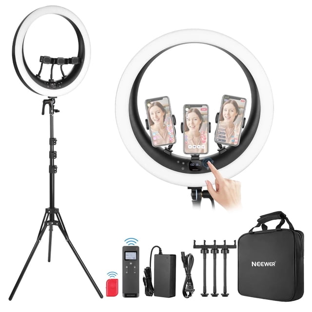 Neewer Rp18h Anillo De Luz Led 19 3 Soportes Para Teléfono