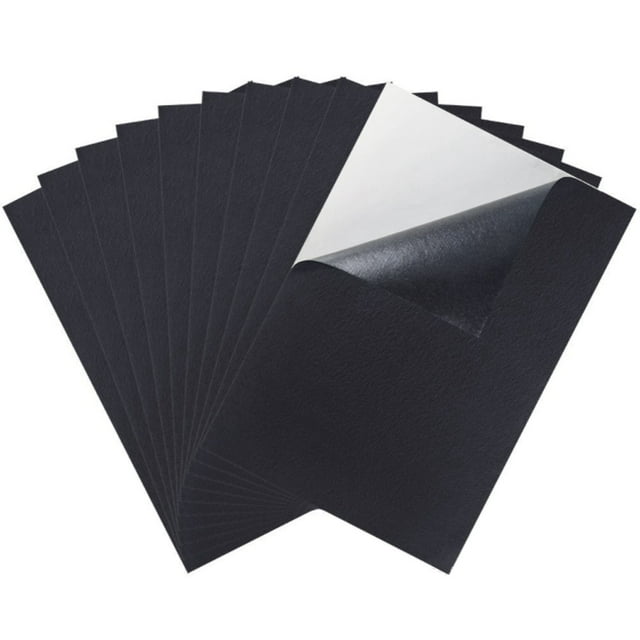Feuilles de Feutre Adhésives Noires Autocollantes Durables et Résistantes à l'Eau, 10 Pcs