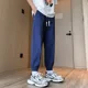 thumbnail image 3 of Pantalones de vestir, sueltos, finos, para trabajo, para hombre, de verano, informales, de lino, negros, recortados, con cordones, formales, con bolsillos, holgados, talla XXL, de poliéster, 3 of 5
