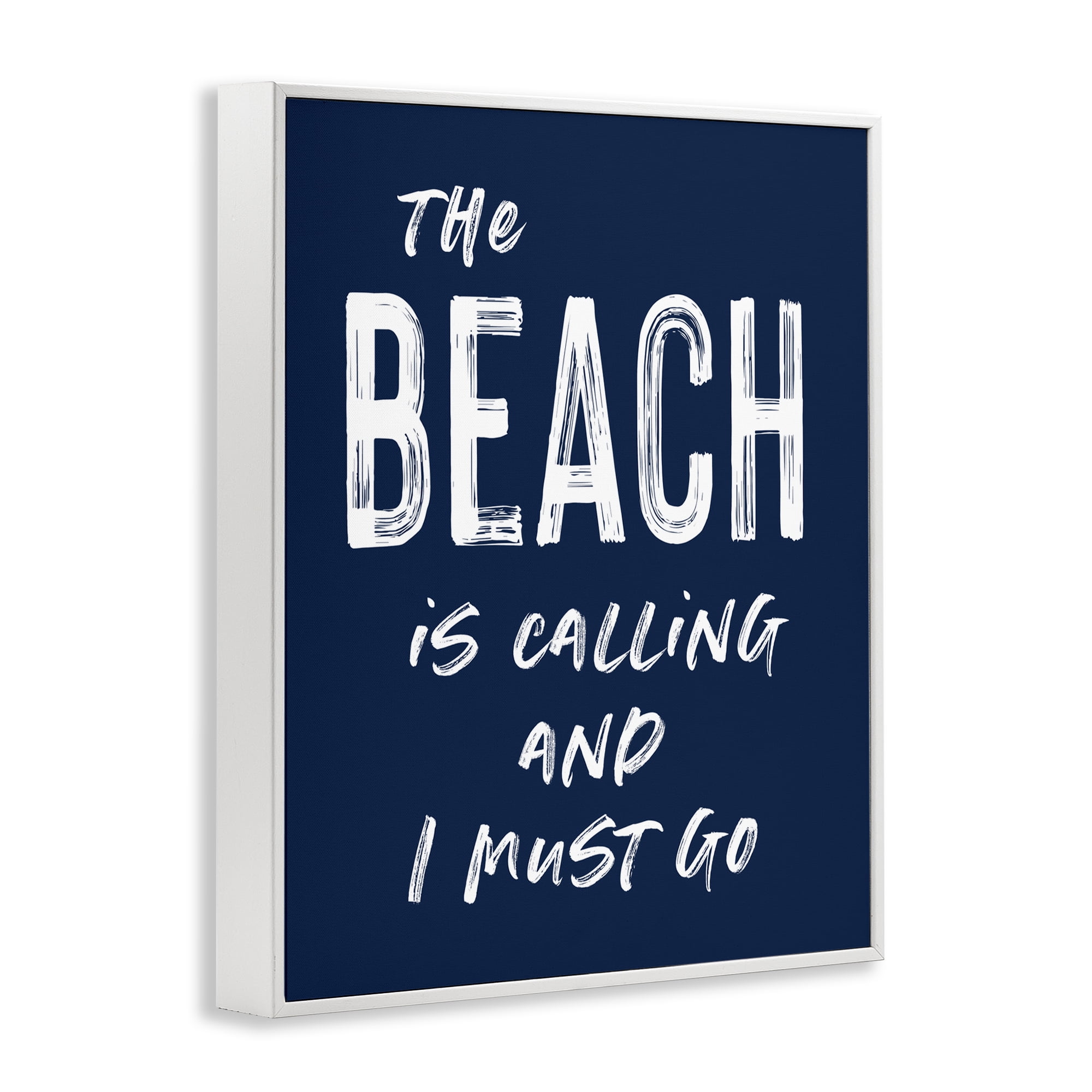 Beach Is Calling Summer Sentiment White Framed Giclee Art, design by Lettered and Lined