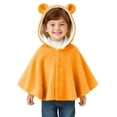 thumbnail image 3 of Fewfanhot Kids Cute BearEar Fleece Hooded Poncho, Button Front Warm Kids Cape Wrap for Daily Outdoor, 3 of 6