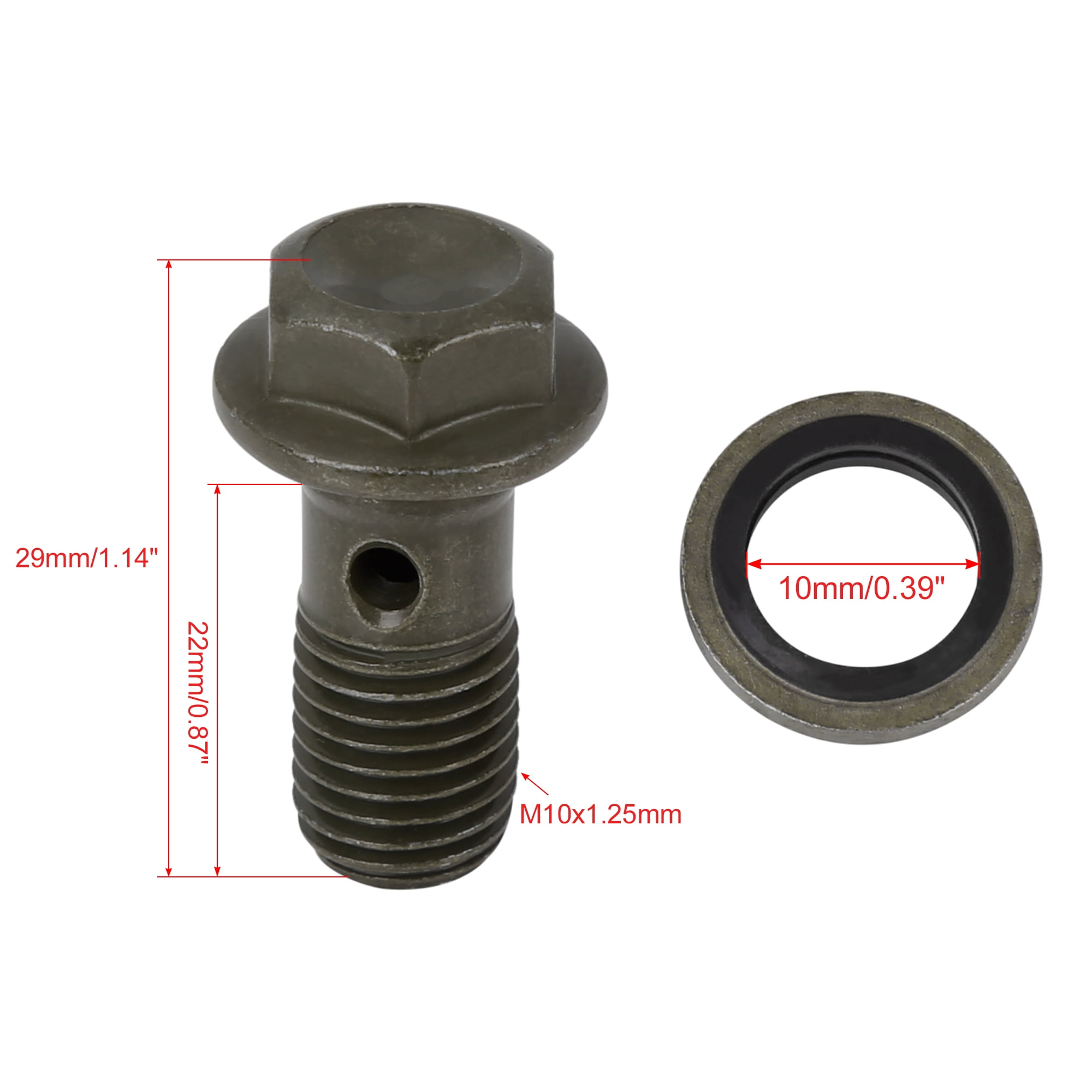 F FIERCE CYCLE M10x1.25mm 42mm Length Banjo Bolt Fuel Line Adapter Set for Motorcycle Brake Master Cylinder