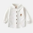 thumbnail image 2 of zbxnLI Little Boys Button down Shirts Cotton Dress Shirts Fall Tops Long Sleeve School Uniform Tops, 2 of 3