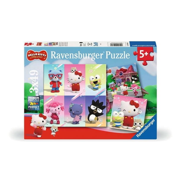 Juego de Rompecabezas para Niños Ravensburger Hello Kitty 3x49 piezas 21x21 cm