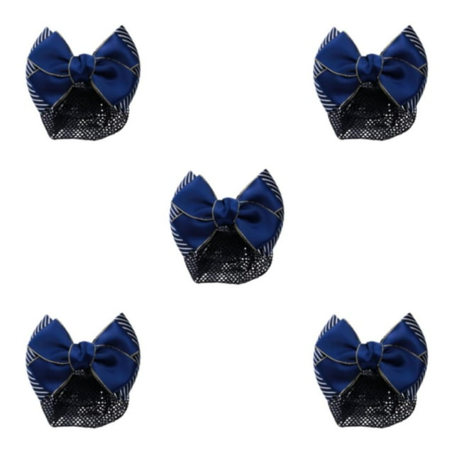 Guardoinrt Wide Application Bow Hair Net For Chic And Professional Appearance Good Gifts Thick stripes-gold 5Set