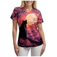 thumbnail image 7 of felwors Scrubs for Women V-Neck Short Sleeve Printed Scrub Tops Plus Size Durable Soft Stretch Nursing Scrubs with Pockets (Hot Pink, L), 7 of 7