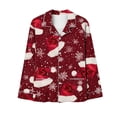 thumbnail image 5 of successthop Christmas Pjs Women 2 Piece Santa Hat Long Sleeve Snowflake Shirts Holiday Merry Sleepwear with Pockets, 5 of 6