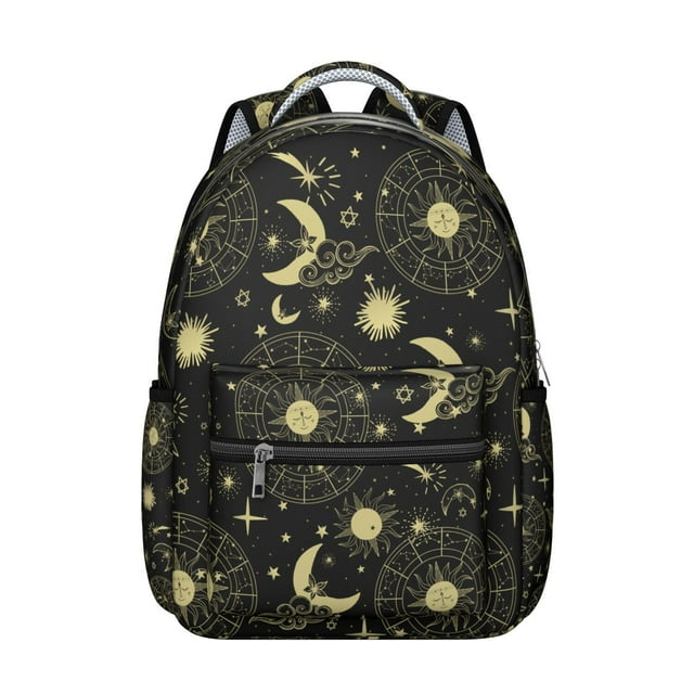 Gothic Moon Backpack for Student Waterproof Durable School Bag with Celestial Starry Night Print, Adjustable Straps, Breathable Padding, Large Capacity for School and Outdoor Use