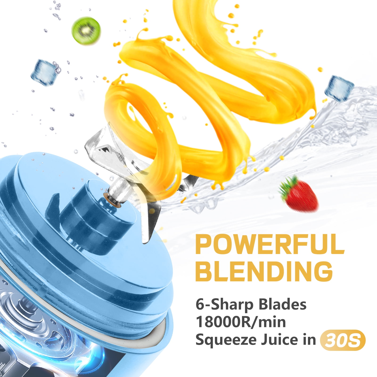Portable Blender Personal Juicer for Shakes and Smoothies - 20 OZ Electric Protein Shaker Bottle with Insulated Sleeve, Travel Lid, USB-C Rechargeable - Mini Small Blender Cup for Kitchen Office Gym