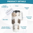 thumbnail image 2 of Yayeee 40oz Stainless Steel Tumbler with Straw and Handle Double-Wall Insulated Travel Water Bottle, Light Gray Cat Pattern, 2 of 8