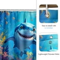 thumbnail image 3 of 4 Pcs Whale Shower Curtain Set - Blue Sea Whales Bathroom Sets for Kids Bathroom, Ocean Shower Curtains for Bathroom, Sea Animal Shower Curtain with Rug, Toilet Cover and Bath Mat with 12 Hooks, 3 of 6