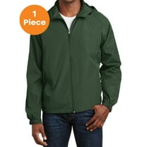 Sport-Tek JST73 Hooded Raglan Jacket, Forest Green, XL, Mens Raincoats