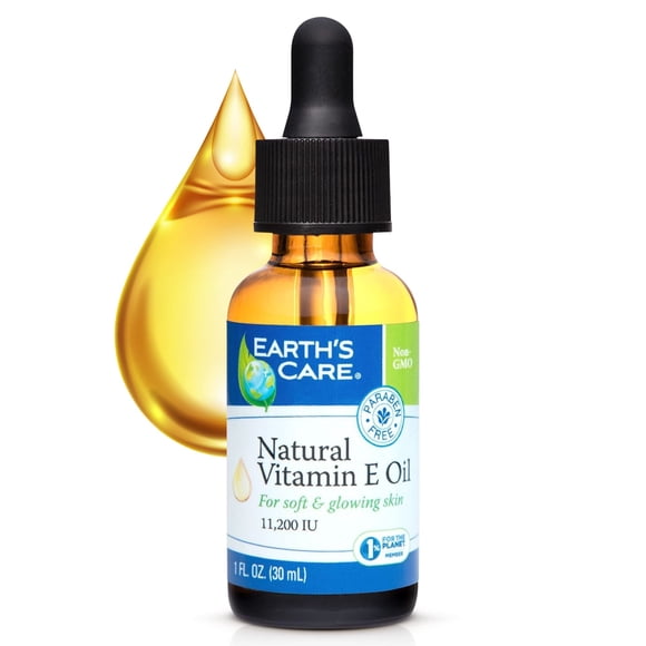 Aceite natural de vitamina E Earth's Care - Aceite de vitamina E natural para la piel y el cabello - 1 fl oz