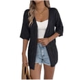 thumbnail image 2 of FNFYFH Womens Short Sleeve Crochet Cardigan Open Front Kimonos Cardigans Hollow Out Beach Cover Ups, 2 of 9