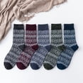 thumbnail image 7 of LEZMORE 5 Pairs Women's Wool Socks Gift Winter Warm Thickened Knit Comfortable Cozy Crew Socks, Womens Vintage Socks, 6-10, 7 of 7