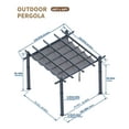 thumbnail image 5 of Yeshouse 10x10 Ft Outdoor Pergola Metal Gazebo with Retractable Canopy for Backyard Deck Patio Porch Grape Trellis, 5 of 6