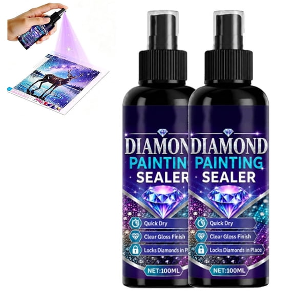Diamond Painting Sealer Spray, Quick Dry Diamond Art Glue with Glossy Finish, Protective Coating for Diamond Art, Puzzles & DIY Crafts, 100ml(2pcs)Q