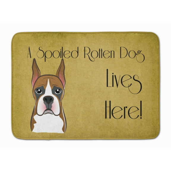 Carolines Treasures BB1471RUG Boxer Spoiled Dog Lives Here Machine Washable Memory Foam Mat 19 X 27" multicolor