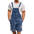 thumbnail image 2 of Aueoeo Denim Shorts For Men Bib Overall Jean Romper Casual Loose Walkshort Muliti Pockets Summer Jumpersuit, 2 of 9