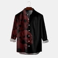 thumbnail image 4 of Mens Halloween Shirt Casual Party Skeleton Printed Long Sleeve Button Down Lapel Tops Fall Winter Comfortable Loose Shirts for Men Red XXL, 4 of 5
