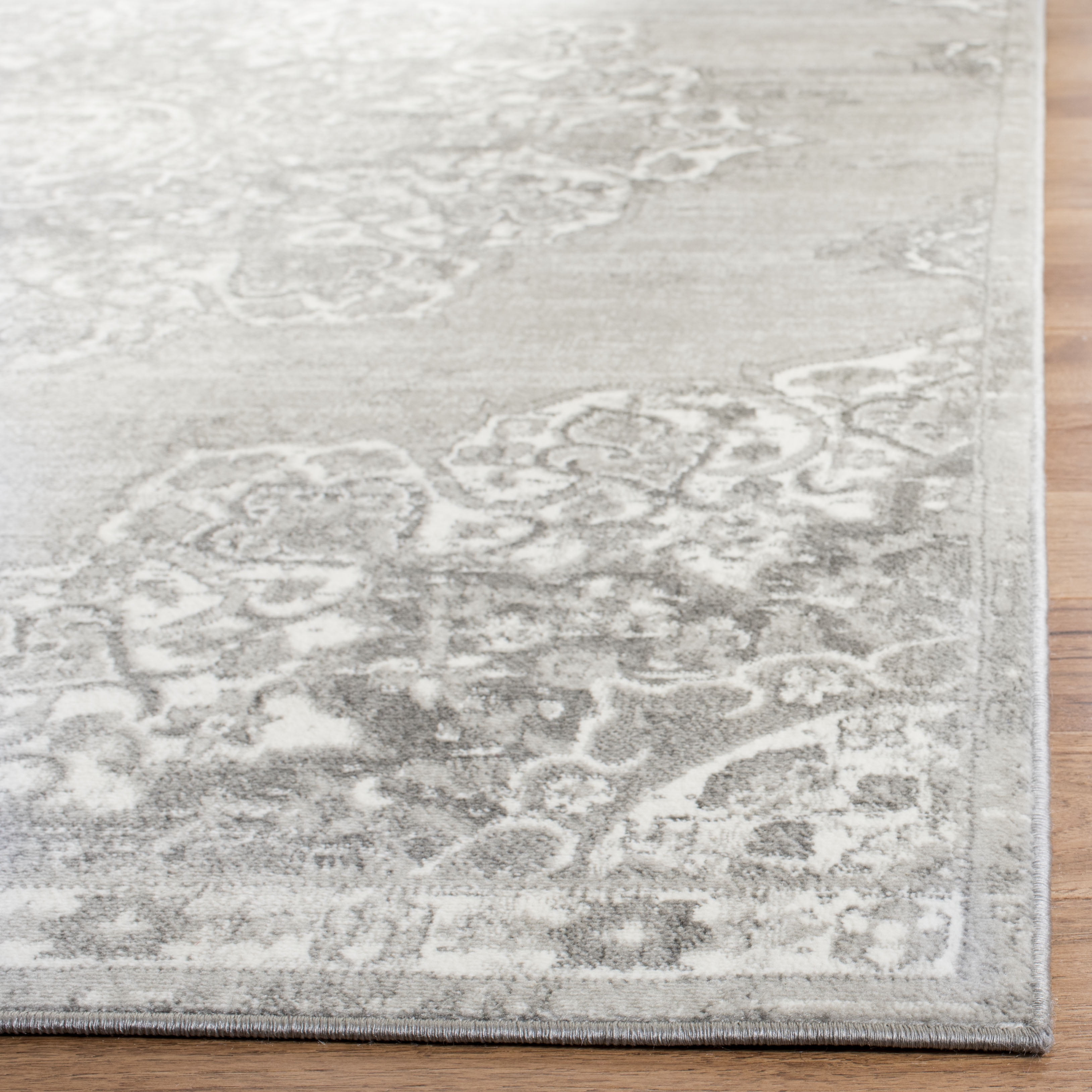 SAFAVIEH Brentwood Dimitri Floral Bordered Runner Rug, 2' x 20', Grey/Ivory