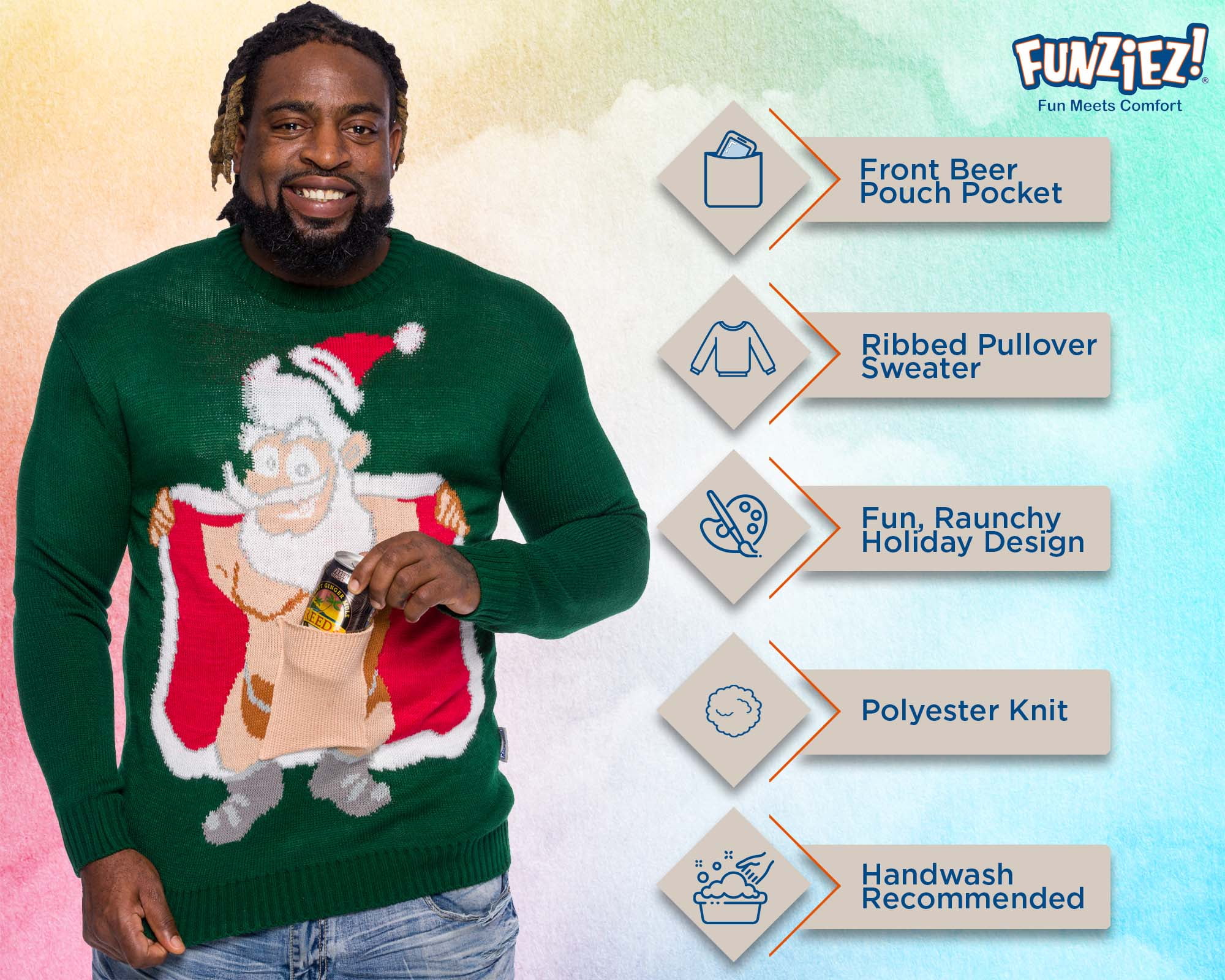 Ugly christmas sweater with beer pocket sale