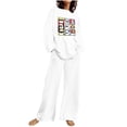 thumbnail image 2 of Puntoco Traje De Pantalón Y top Con Cuello Redondo De Manga Larga Con Estampado De Halloween Para Mujer Blanco Xxxxl, 2 of 4
