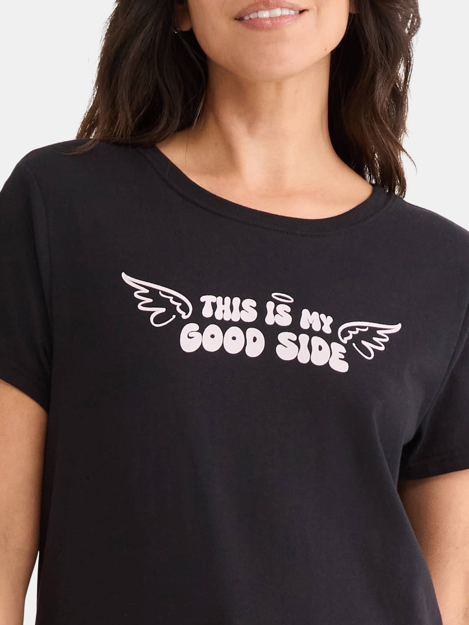 Cactus and Pearl Women's My Good Side Graphic Tee, Sizes XXS-XXL
