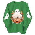 thumbnail image 4 of Girls Halloween Print Crewneck Sweatshirt Long Sleeve Fleece Pullover For Kids, 4 of 5