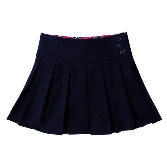 Bienzoe Girl's Pleated Hem School Uniform Skirt Navy 12