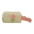 thumbnail image 3 of Bolsa de maquillaje de tulipanes, bolsa de aseo multifunción, bolsa de almacenamiento única con cremallera, bolsa de viaje para baño, estuche de Mango lateral beige, 3 of 9