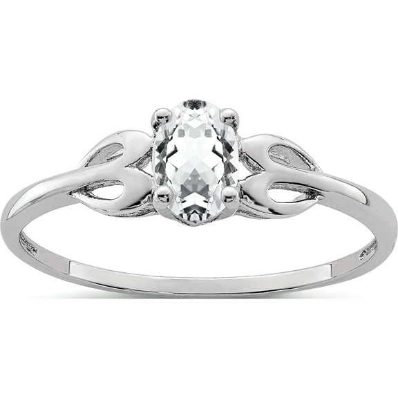 Sterling Silver Rhodium-Plated White Topaz Ring (Size 10) Made In China qbr20apr-10