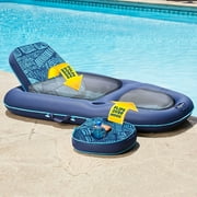 Aqua Leisure Campania Convertible 2 in 1 Pool Float Lounge/Caddy, Teal Hibiscus