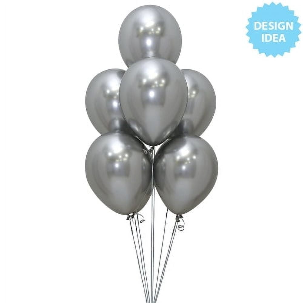 11 inch Sempertex Reflex Silver Latex Balloons (50 Pack) - Party Supplies Decorations