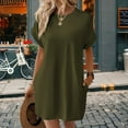 thumbnail image 2 of Vestido Holgado de Corta con Cuello Redondo y Bolsillos, Color Liso, Verde , Talla XL, 2 of 4