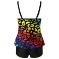 thumbnail image 5 of Gibobby Trajes de Baño Mujer Tamaño Split Bathing Plus Print Set Traje de baño digital Traje de baño Traje de mujer Bikini Correa ajustable Trajes de bañ(Negro,XL), 5 of 5